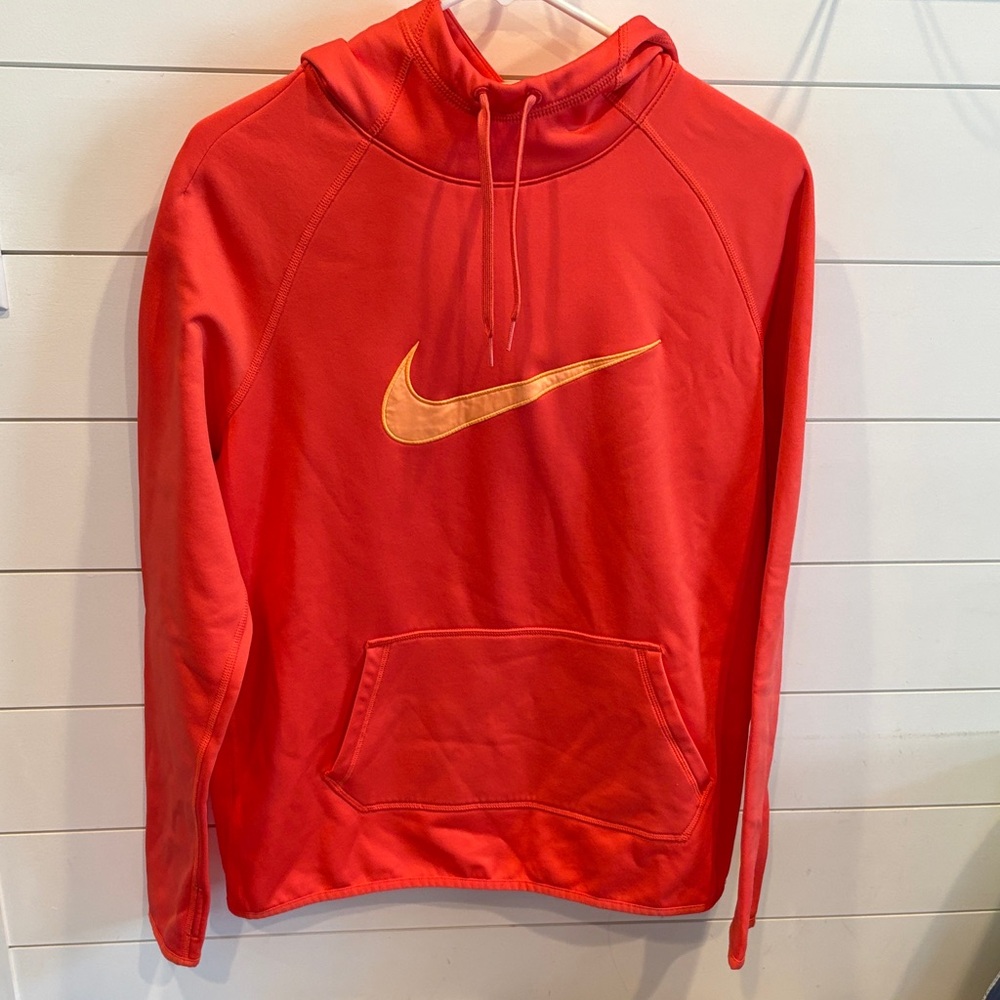 Nike Women's Red Cowl Neck Sweater with Gold Swoosh